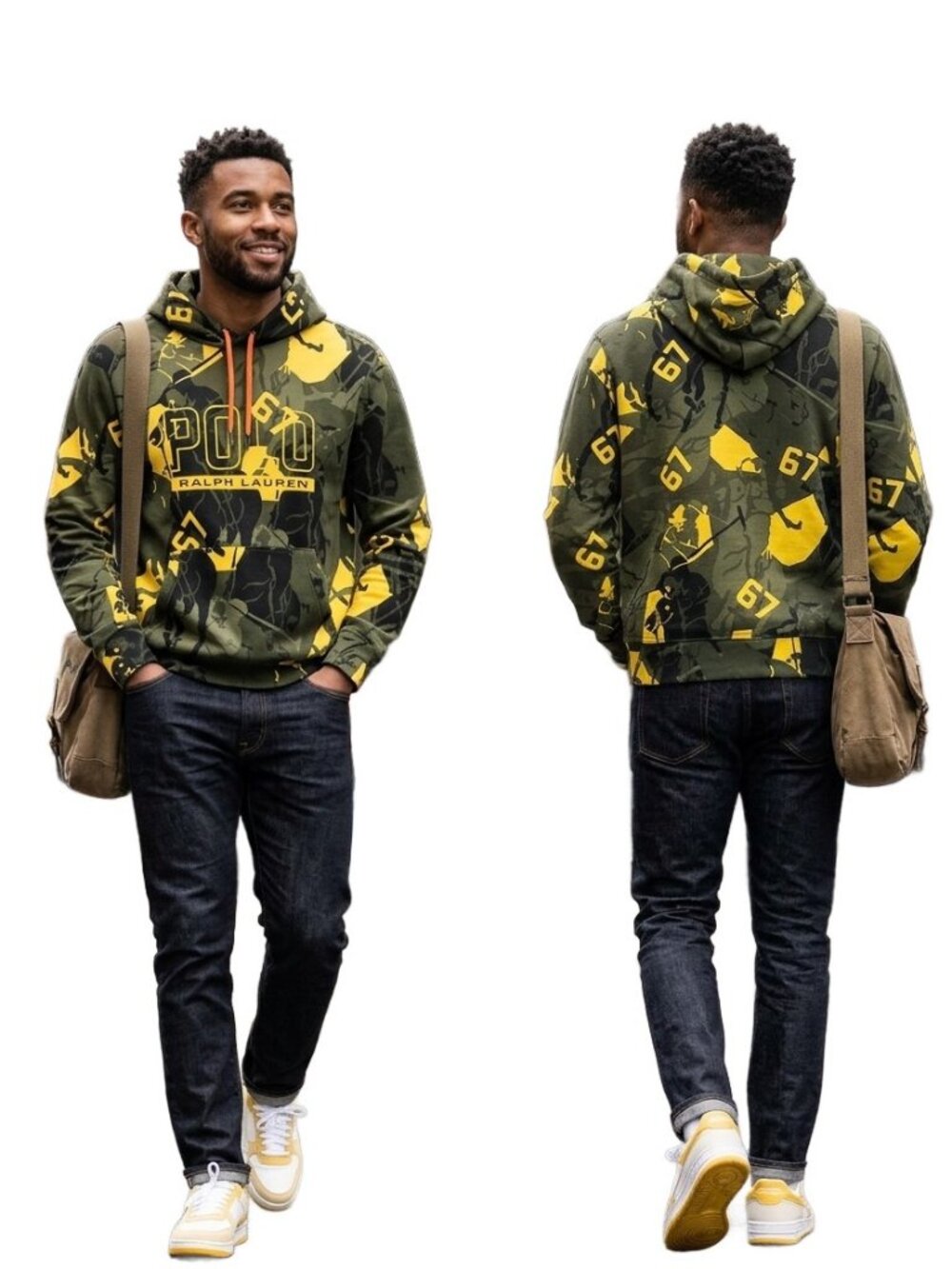 POLO RALPH LAUREN Logo Polo Pony Camo Double-Knit Hoodie Size M NEW